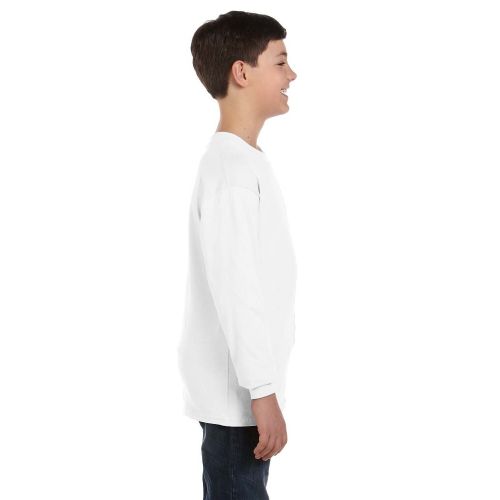  Heavy Cotton Boys White Long-Sleeve T-Shirt by Gildan