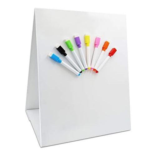  [아마존베스트]Hebayy Magnetic Tabletop Desktop Easel &Whiteboard with Bonus 8X Dry Erase Markers. Double Sided and Self-Standing (13” X 12”)