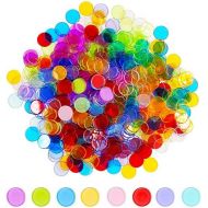 [아마존베스트]Hebayy 500 Transparent 8 Color Clear Bingo Counting Chip Plastic Markers (Each Measures 3/4 inch in Diameter)