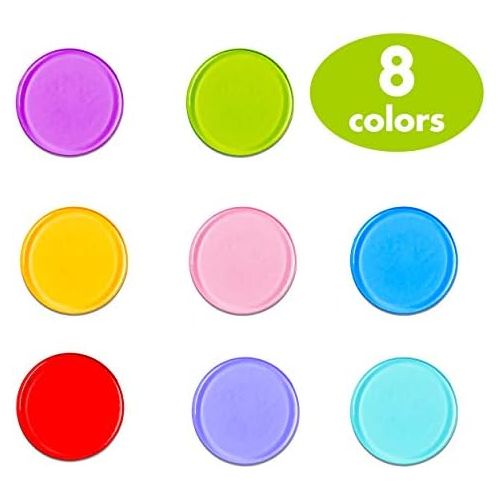  [아마존베스트]Hebayy 250 Transparent 8 Color Clear Bingo Counting Chip Plastic Markers (Each Measures 3/4 inch in Diameter)