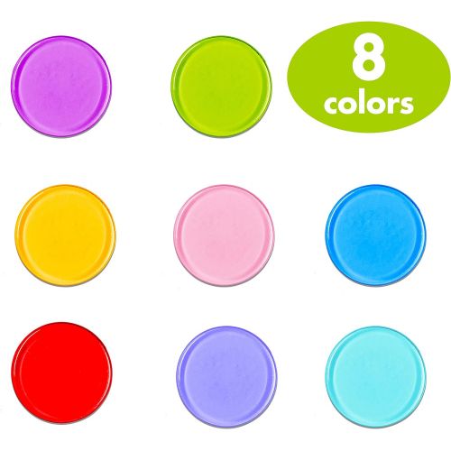  [아마존베스트]Hebayy 250 Transparent 8 Color Clear Bingo Counting Chip Plastic Markers (Each Measures 3/4 inch in Diameter)