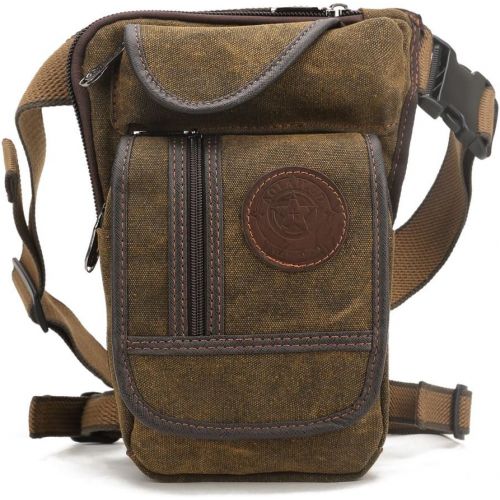  Hebetag Canvas Drop Leg Bag Outdoor Waist Pack for Men Women Tactical Military Motorcycle Bike Cycling Multi-Pocket Waist Fanny Pouch Travel Hiking Climbing Thigh Bag Pocket