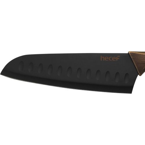  Hecef Kuechenmesser Set, Edelstahl Antihaft Schwarze Farbe Beschichtung Messer, beinhaltet 8 Kochmesser, 8 Brotmesser, 7 Santokumesser, 5 Mehrzweckmesser und 3,5 Schalmesser
