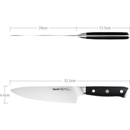  hecef Professionelles Kochmesser, 8 Zoll Edelstahl X50CrMoV15 mit Fiberglas G10 Griff Kochmesser, Deutsch Stahl DIN 1.4116 Kuechenmesser