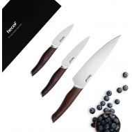 [아마존베스트]Kitchen Knives Set Hecef Chef knife Set of 3 with 8” Chef, 5” Utility, 3.5” Pairing Knife, 3 Pieces Sliver Knife Set with Comfortable Handle, Cladding Handle Knives with Premium St