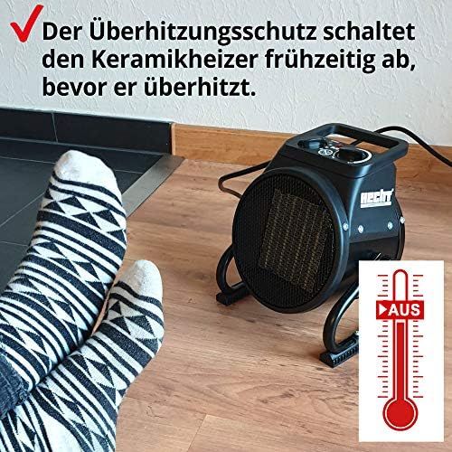  HECHT Ceramic Heater Portable Heater with 2000 W or 3000 W Thermostat Overheating Protection Allergy Friendly Quiet Electric Radiator for e.g. living room, bathroom, of