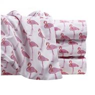 Hedaya Home Fashions Watercolor Flamingo Sheet Set with Deep Fitting Pockets, Pink and White Flamingo Pattern, 4 Piece Sheet and Pillowcase Set - Queen, Watercolor Flamingo