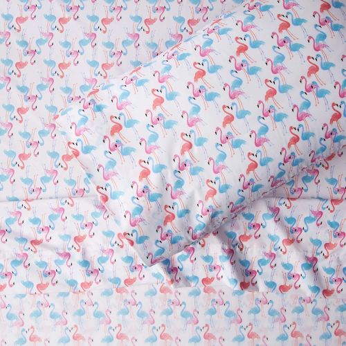  Hedaya Home Fashions Flamingo Trio Tropical Watercolor Sheet and Pillowcase Set Twin XL - 1038TXSS4M00000