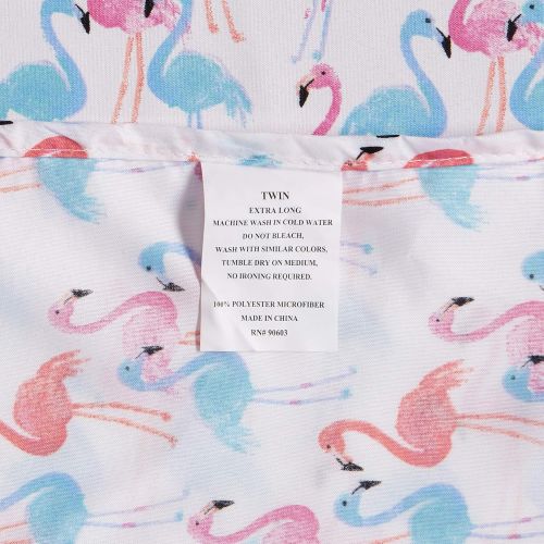  Hedaya Home Fashions Flamingo Trio Tropical Watercolor Sheet and Pillowcase Set Twin XL - 1038TXSS4M00000