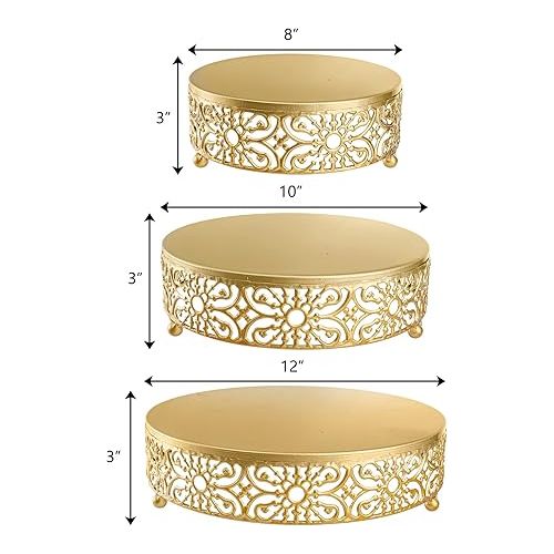  Hedume 3 Pack Cake Stand, Round Metal Cake Stands, 8