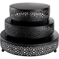 Hedume Set of 3 Black Cake Stand, Round Metal Cake Stands, Dessert Display Cupcake Stands, Wedding Brithday Party Celebration Dessert Display Plates-Black