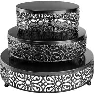 Hedume Set of 3 Metal Cake Stand, Black Round Cake Stand, 8