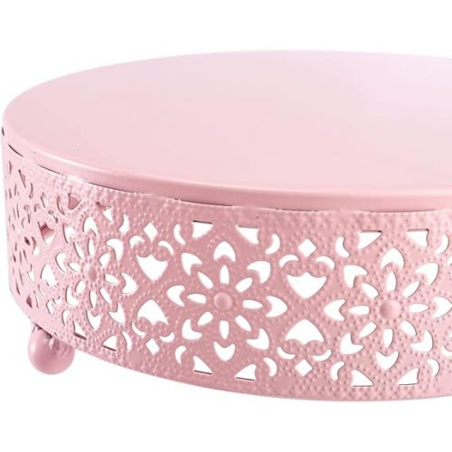  Hedume 3-Piece Metal Cake Stand Set, Pink Round Cake Stand, Dessert Cupcake Pastry Candy Display Plate for Wedding, Birthday Party, Event