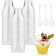 [아마존베스트]Hedume 100 Pack 2oz Plastic Dessert Cups with Dessert Spoons, Mini Dessert Cups for Chocolate Desserts, Appetizers, Dessert Samplers, Event and Party