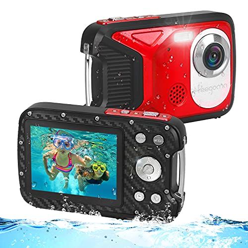  Heegomn Underwater Digital Camera Full HD 1080P Waterproof Camera 2.8 Large Screen 16MP Kids Video Camera with 1050MAH Rechargeable Battery, Point and Shoot Camera for Snorkeling,Swimming,