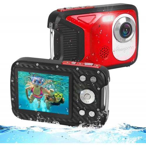  Heegomn Underwater Digital Camera Full HD 1080P Waterproof Camera 2.8 Large Screen 16MP Kids Video Camera with 1050MAH Rechargeable Battery, Point and Shoot Camera for Snorkeling,Swimming,