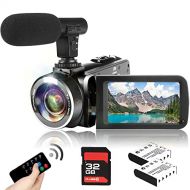 Heegomn Video Camera Camcorder with Microphone 2.7K Full HD YouTube Vlogging Camera 42.0 MP 18X Digital Zoom Camera Recorder 3.0 Inch Screen with 2 Batteries and 32GB SD Card