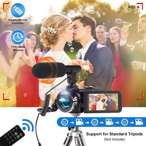  Heegomn Video Camera Camcorder with Microphone 2.7K Full HD YouTube Vlogging Camera 42.0 MP 18X Digital Zoom Camera Recorder 3.0 Inch Screen with 2 Batteries and 32GB SD Card