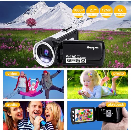  Heegomn Kids Video Camera Camcorders Digital Camera Recorder FHD 1080P 30FPS 2.7 Inch Video Recorder Vlogging Camera DV Camcorder for Kids Children Student Teenager Beginner-Holiday Birthd