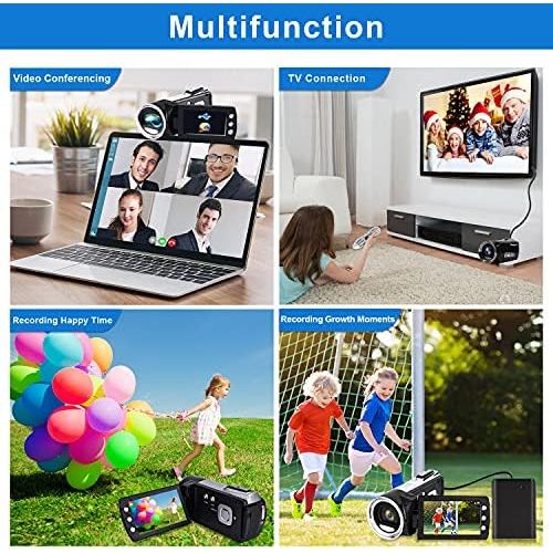  Heegomn Video Camera Camcorder for Kids Full HD 1080P 12MP YouTube Video Camera 2.8 Inch 270 Degrees Rotatable Screen Digital Video Recorder Vlogging Camera Camcorders for Teens Children B