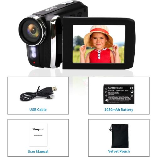  Heegomn Video Camera Camcorder for Kids 1080P Full HD Digital Camera Recorder for YouTube 20FPS 36MP 2.8 Rotation Screen Digital Vlogging Camcorders for Teens Children Beginners