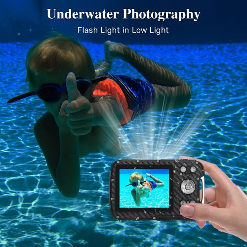  Underwater Camera for Kids Waterproof Digital Camera, Heegomn 2.8 LCD Screen 21MP 1080P Digital Video Camera Camcorder for Teenagers Students Gifts (Blue)