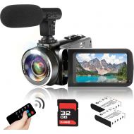 [아마존베스트]Heegomn 2.7K Video Camera Camcorder YouTube Vlogging Camera 42MP Digital Camera Camcorder 18X Digital Zoom 3.0 Inch Screen 270° Flip Video Camera with Microphone, Remote, 2 Batteries, 32GB