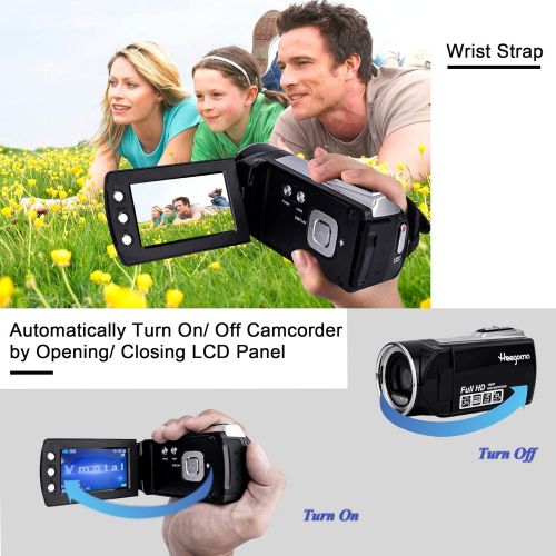  [아마존베스트]Heegomn Video Camera Camcorders Digital YouTube Vlogging Camera Recorder FHD 1080P 12MP 2.7 Inch 270 Degree Rotation Screen 8X Digital Zoom Vlog Camera Digital Camcorder with Rechargeable