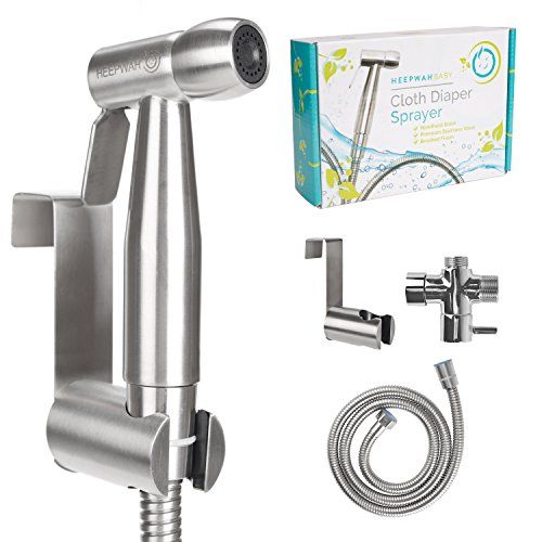  HeepWah Baby HeepWah Stainless Steel Diaper Sprayer and Bidet Sprayer for Toilet - Handheld Bidet with Adjustable Spray Perfect for Cloth Diapers and as Personal Shattaf - Modern Bidet for Toil