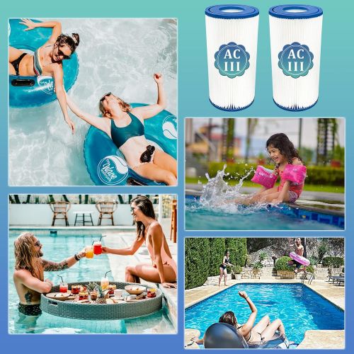  Heewtos Type A or C Pool Filter Cartridge for Intex 29000E/59900E, Replacement Pool Filters for Intex, Summer Escapes, Summer Waves Above Ground Pool Pump (2 Pack)