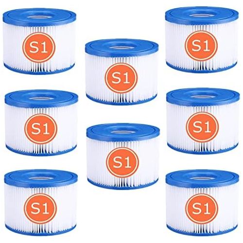  Heewtos Replacement Cartridges for Intex S1 Filter, for SaluSpa Type S1, for Miami Hot Tub, for Bestway, for Coleman, 29001E, 11692 Spa Filter, Easy Set Pool Cartridges (8 Pack)