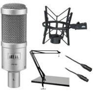 Heil Sound PR 40 Dynamic Cardioid Studio Microphone Bundle with PRSM Shock Mount (Black), Two-Section Broadcast Arm and Microphone Cable