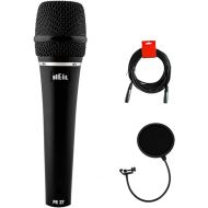 HeiL PR37 Large Diameter Hand-Held Vocal Microphone with Pop Filter & XLR Cable Bundle