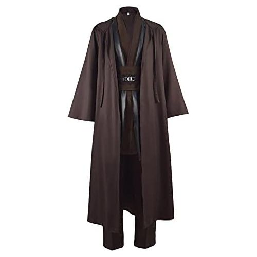  할로윈 용품HeiSen Adult Anakin Tunic Costume Mens Brown Hooded Robe Tunic Uniform Full Set Halloween Cosplay Costume