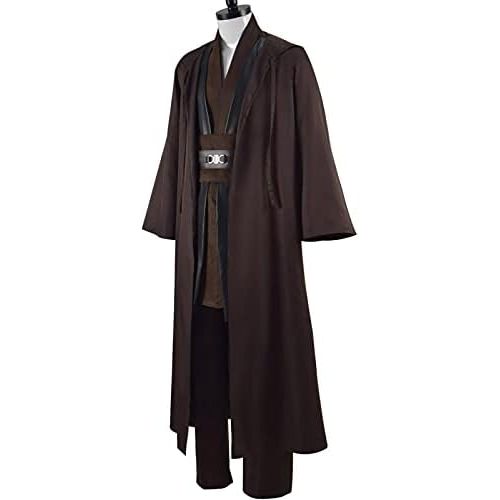  할로윈 용품HeiSen Adult Anakin Tunic Costume Mens Brown Hooded Robe Tunic Uniform Full Set Halloween Cosplay Costume