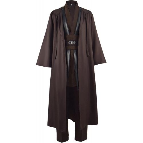  할로윈 용품HeiSen Adult Anakin Tunic Costume Mens Brown Hooded Robe Tunic Uniform Full Set Halloween Cosplay Costume