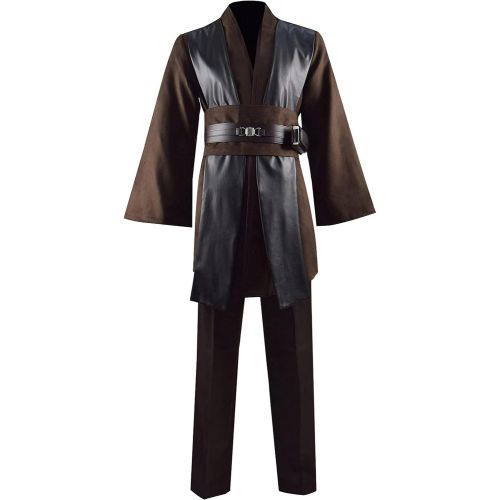  할로윈 용품HeiSen Adult Anakin Tunic Costume Mens Brown Hooded Robe Tunic Uniform Full Set Halloween Cosplay Costume