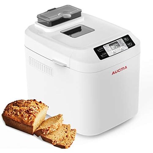  [아마존베스트]Aucma Bread Maker, 12 Baking Programs with Automatic Ingredient Box, 3 Different Degrees of Browning, Gluten-Free, BPA-Free (Bisphenol A), LCD Screen and Keep Warm Function