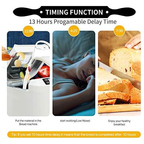  [아마존베스트]Aucma Bread Maker, 12 Baking Programs with Automatic Ingredient Box, 3 Different Degrees of Browning, Gluten-Free, BPA-Free (Bisphenol A), LCD Screen and Keep Warm Function