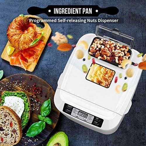  [아마존베스트]Aucma Bread Maker, 12 Baking Programs with Automatic Ingredient Box, 3 Different Degrees of Browning, Gluten-Free, BPA-Free (Bisphenol A), LCD Screen and Keep Warm Function