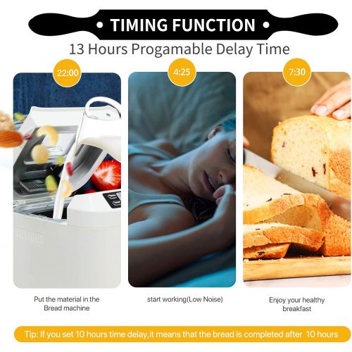  [아마존베스트]Aucma Bread Maker, 12 Baking Programs with Automatic Ingredient Box, 3 Different Degrees of Browning, Gluten-Free, BPA-Free (Bisphenol A), LCD Screen and Keep Warm Function