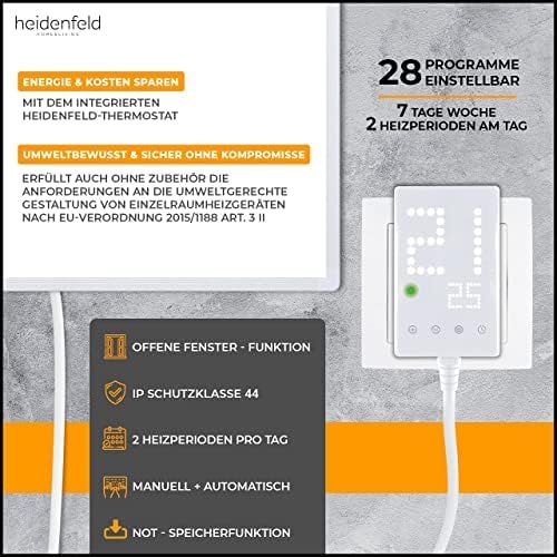  [아마존베스트]Miweba Heidenfeld Infrared Heater HF-HP100/110 White Thermostat  German quality brand  TUEV GS  300-1200 Watt  3-28 m².