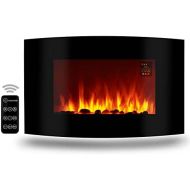 Heidenfeld HF WK100 Wall Fireplace Electric with Remote Control 1000 or 2000 Watt Flame Simulation Heating Thermostat Electric Fireplace Fire Effect