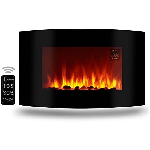  Heidenfeld HF WK100 Wall Fireplace Electric with Remote Control 1000 or 2000 Watt Flame Simulation Heating Thermostat Electric Fireplace Fire Effect