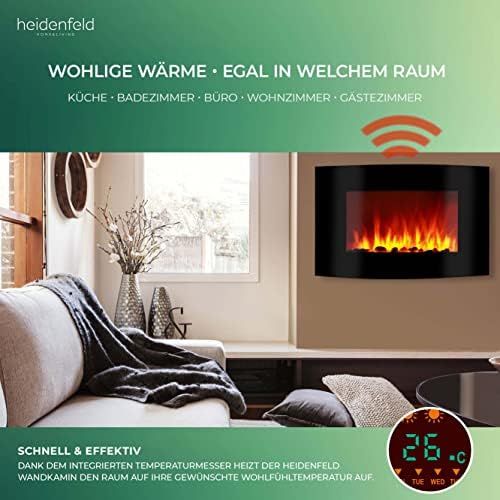  Heidenfeld HF WK100 Wall Fireplace Electric with Remote Control 1000 or 2000 Watt Flame Simulation Heating Thermostat Electric Fireplace Fire Effect