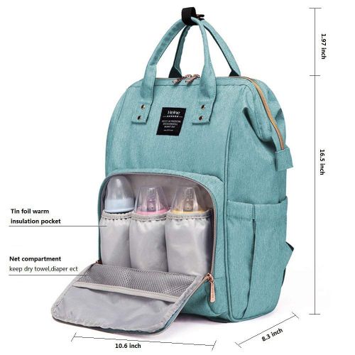  Heine Diaper Bag Organizer Multi-Function Waterproof Travel Backpack Nappy Bags with Large Capacity,Stylish and Durable with Insulated Pockets for Baby Care and Mom Maternity,Green