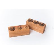 HeirLoomKidsUSA Set of Two Montessori Toddler Cylinder Blocks--Size and Depth Discrimination Blocks