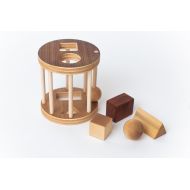 HeirLoomKidsUSA Wooden Shape Sorter Toy- Montessori Inspired Wooden Toddler Toy- Natural Wooden Toy