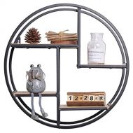 Heitaisi Round Creative Home Solid Wood Wall Hanging Rack Wall Flower Stand Wall Decoration for Bedroom, Living Room, Bathroom, Kitchen, Office and More