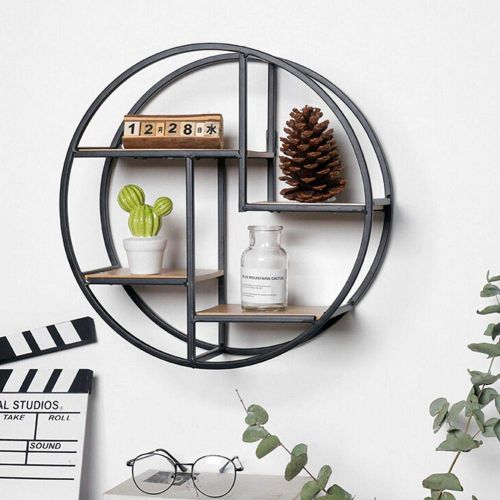  Heitaisi Round Creative Home Solid Wood Wall Hanging Rack Wall Flower Stand Wall Decoration for Bedroom, Living Room, Bathroom, Kitchen, Office and More